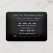 介護者が信頼する手を誠実にプロフェッショナル 名刺 (裏面)