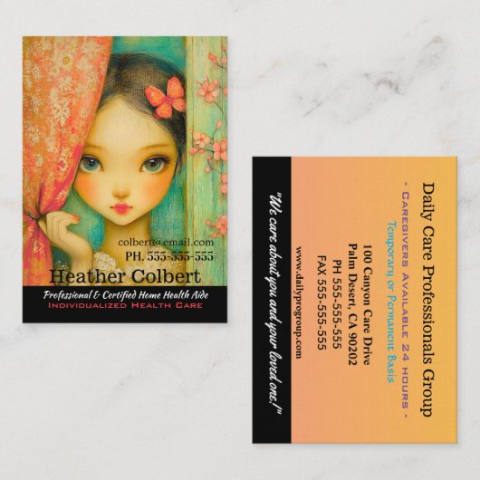 介護者が信頼できる思救済いやりに向けて 名刺 (正面/裏面)