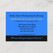 介護者のサポートとサポート 名刺 (裏面)