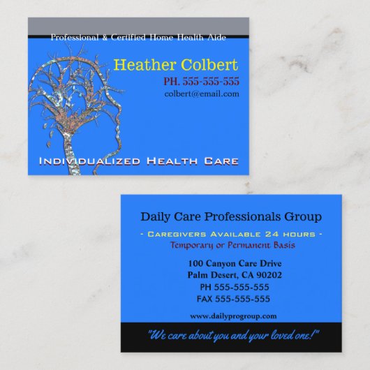 介護者のサポートとサポート 名刺 (正面/裏面)