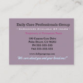 介護者のフローラ信頼の友人 名刺 (裏面)