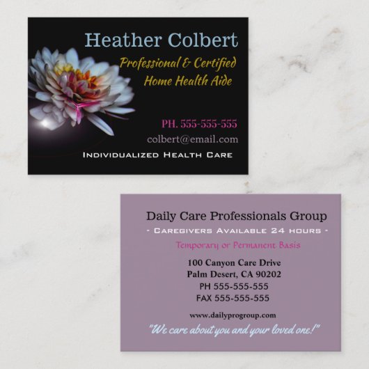 介護者のフローラ信頼の友人 名刺 (正面/裏面)