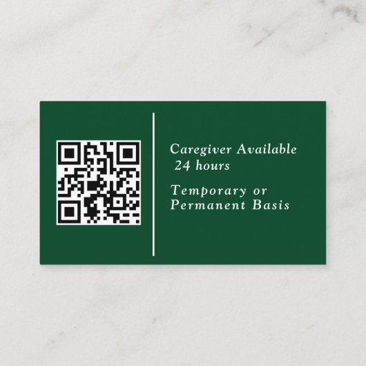 介護者の役に立つアシスタント写真QRコード 名刺 (裏面)
