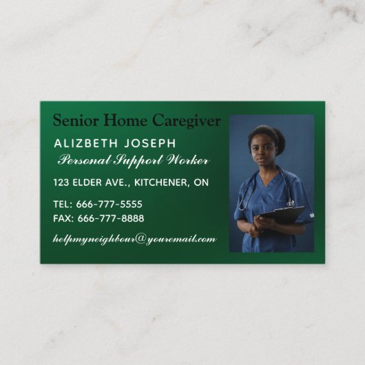 介護者の役に立つアシスタント写真QRコード 名刺 (正面)