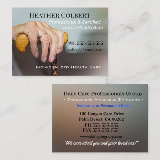 介護者の心地よいの美しいプロフェッショナル 名刺 (正面/裏面)