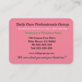 介護者の愛情のあるシャクヤクの芽のプロフェッショナル 名刺 (裏面)