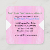 介護者の新しい花の正方形のプロフェッショナル スクエア名刺 (裏面)