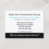 介護者の注意を払う慈悲プロフェッショナル 名刺 (裏面)