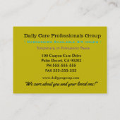 介護者の牧草地フローラプロフェッショナル 名刺 (裏面)