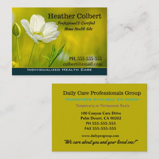 介護者の牧草地フローラプロフェッショナル 名刺 (正面/裏面)