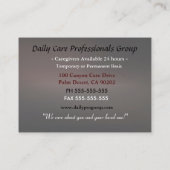 介護者の誠実さの信頼できるプロフェッショナル 名刺 (裏面)