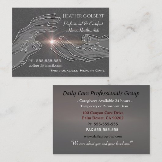 介護者の誠実さの信頼できるプロフェッショナル 名刺 (正面/裏面)
