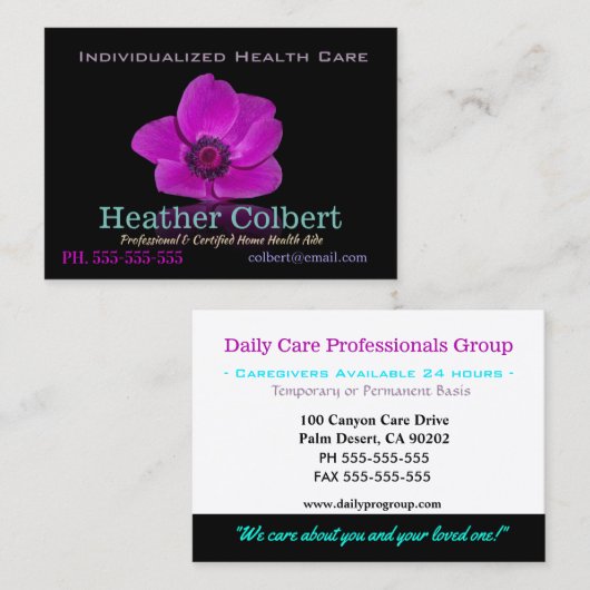 介護者アノメフレンドリーフローラ 名刺 (正面/裏面)