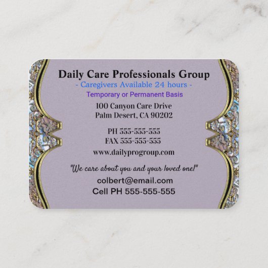 介護者エレガント用花びらプロフェッショナル名刺 名刺 (裏面)
