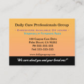 介護者ガールバタフライハットヘルパー 名刺 (裏面)