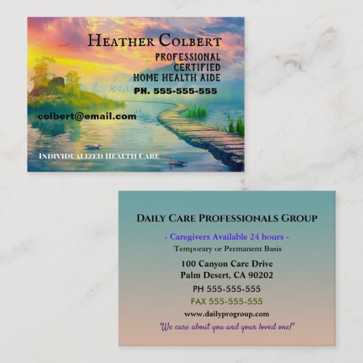 介護者サンセット平穏プロフェッショナル 名刺 (正面/裏面)