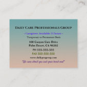 介護者サンセット平穏プロフェッショナル 名刺 (裏面)