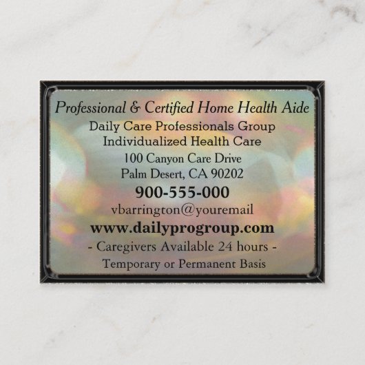 介護者サービスエレガント翡翠プロフェッショナル 名刺 (裏面)