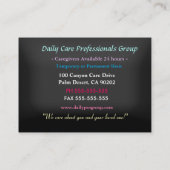 介護者ピニピンクフラワー陽気なプロフェッショナル  名刺 (裏面)