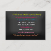 介護者ピンかわいらしクフラワーハッピープロフェッショナル 名刺 (裏面)