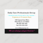 介護者フラッターバタフライ信頼プロフェッショナル 名刺 (裏面)