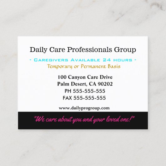 介護者フラッターバタフライ信頼プロフェッショナル 名刺 (裏面)