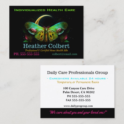介護者フラッターバタフライ信頼プロフェッショナル 名刺 (正面/裏面)
