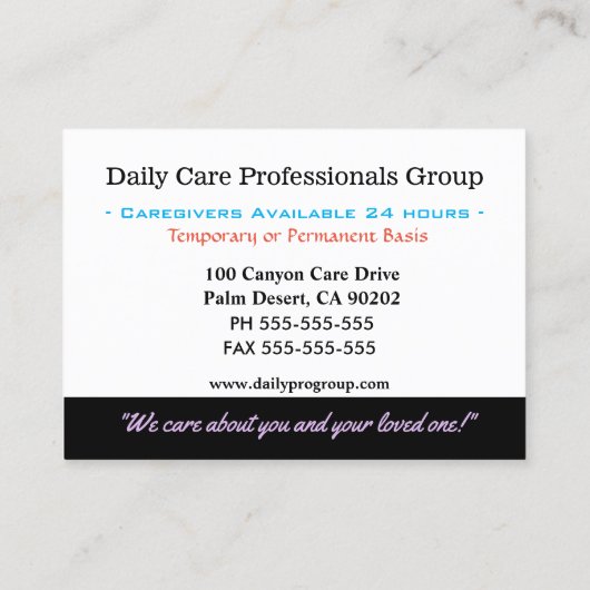 介護者フローラエレガント休養バラ 名刺 (裏面)