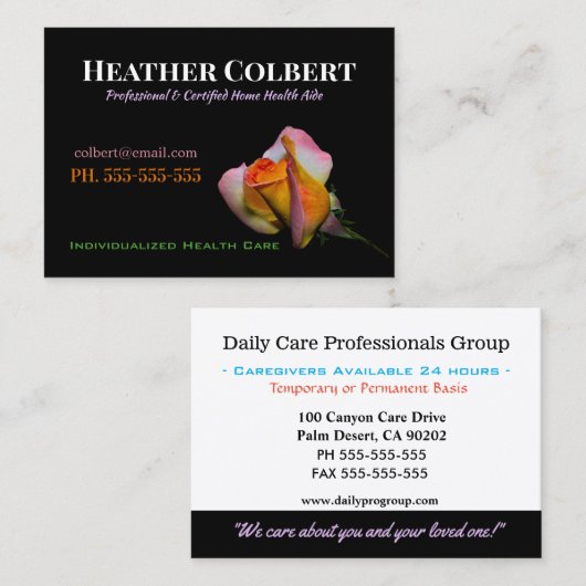 介護者フローラエレガント休養バラ 名刺 (正面/裏面)