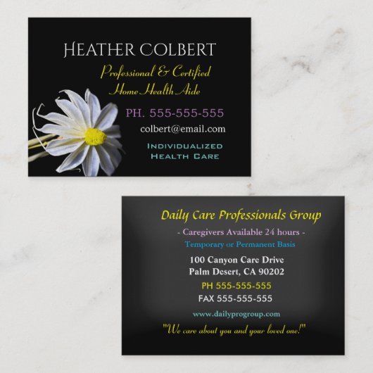 介護者フローラセレニティ陽気プロフェッショナル 名刺 (正面/裏面)