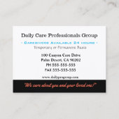 介護者フローラファンシーブラックプロフェッショナル 名刺 (裏面)