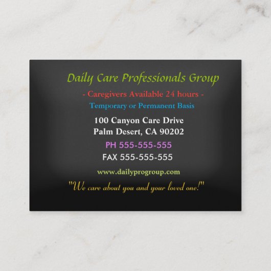 介護者フローラフレンドプロフェッショナル 名刺 (裏面)