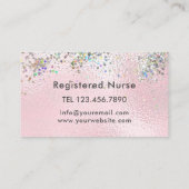 介護者ホログラフィモダンックグリッター医療用ピンク 名刺 (裏面)