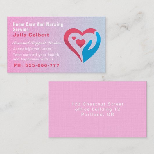介護者ホーム救済連交スクエアピンク 名刺 (正面/裏面)