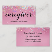 介護者モダンバラ金ゴールドグリッターメディカルピンク 名刺 (正面/裏面)