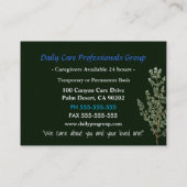 介護者モーニンググローリーフローラプロフェッショナル 名刺 (裏面)