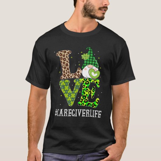 介護者ラブSt patricks day格言ヒョウ女性 Tシャツ (正面)