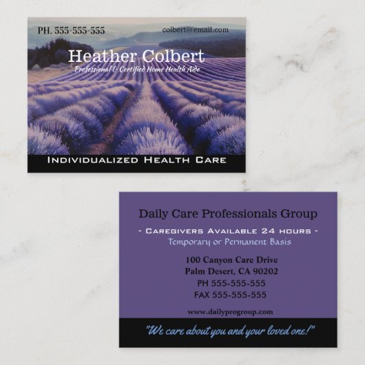 介護者ラベンダーフィールドヘルパープロフェッショナル 名刺 (正面/裏面)