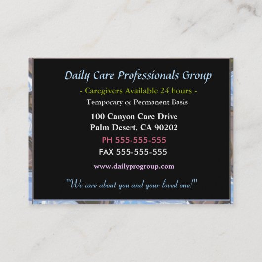 介護者信頼リリーフローラプロフェッショナル  名刺 (裏面)