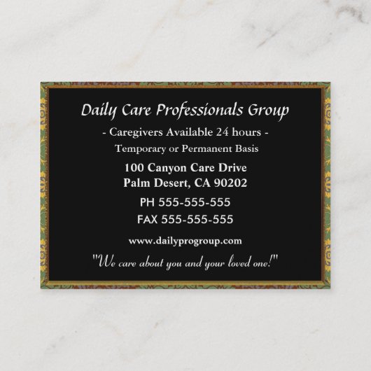 介護者信頼開花プロフェッショナル 名刺 (裏面)