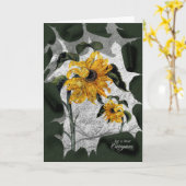 介護者勇気付けられる枯れたひまわり カード (黄色い花)