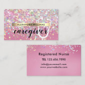 介護者医療モダンバラ金ゴールドグリッターピンク 名刺 (正面/裏面)