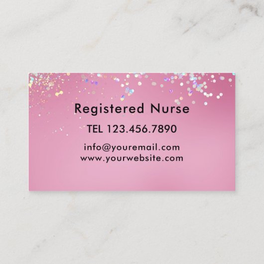 介護者医療モダンバラ金ゴールドグリッターピンク 名刺 (裏面)