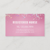 介護者医療モダンバラ金ゴールドグリッターピンク 名刺 (裏面)