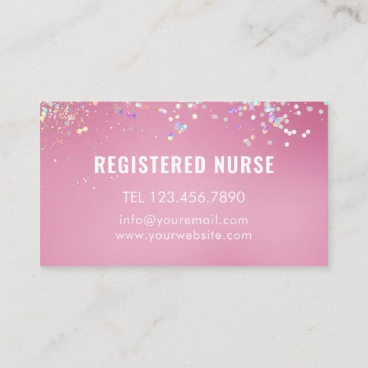 介護者医療モダンバラ金ゴールドグリッターピンク 名刺 (裏面)