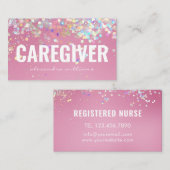 介護者医療モダンバラ金ゴールドグリッターピンク 名刺 (正面/裏面)