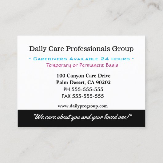 介護者哀れみ信頼プロフェッショナル 名刺 (裏面)