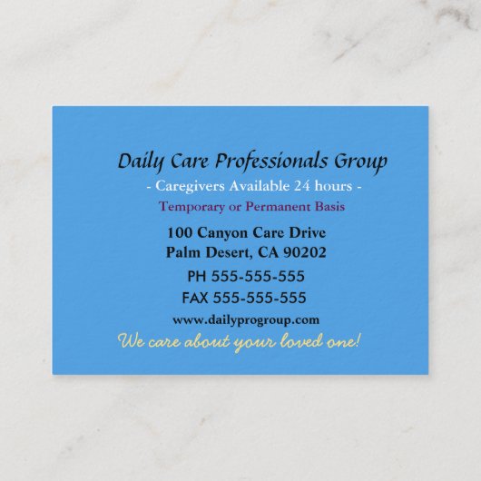 介護者大切プロフェッショナル名刺 名刺 (裏面)