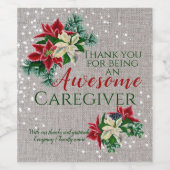 介護者感謝祭の花飾り付き麻布 ワインラベル (シングルラベル)