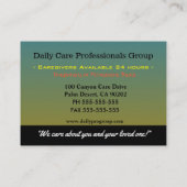 介護者救済小鳥の手 名刺 (裏面)